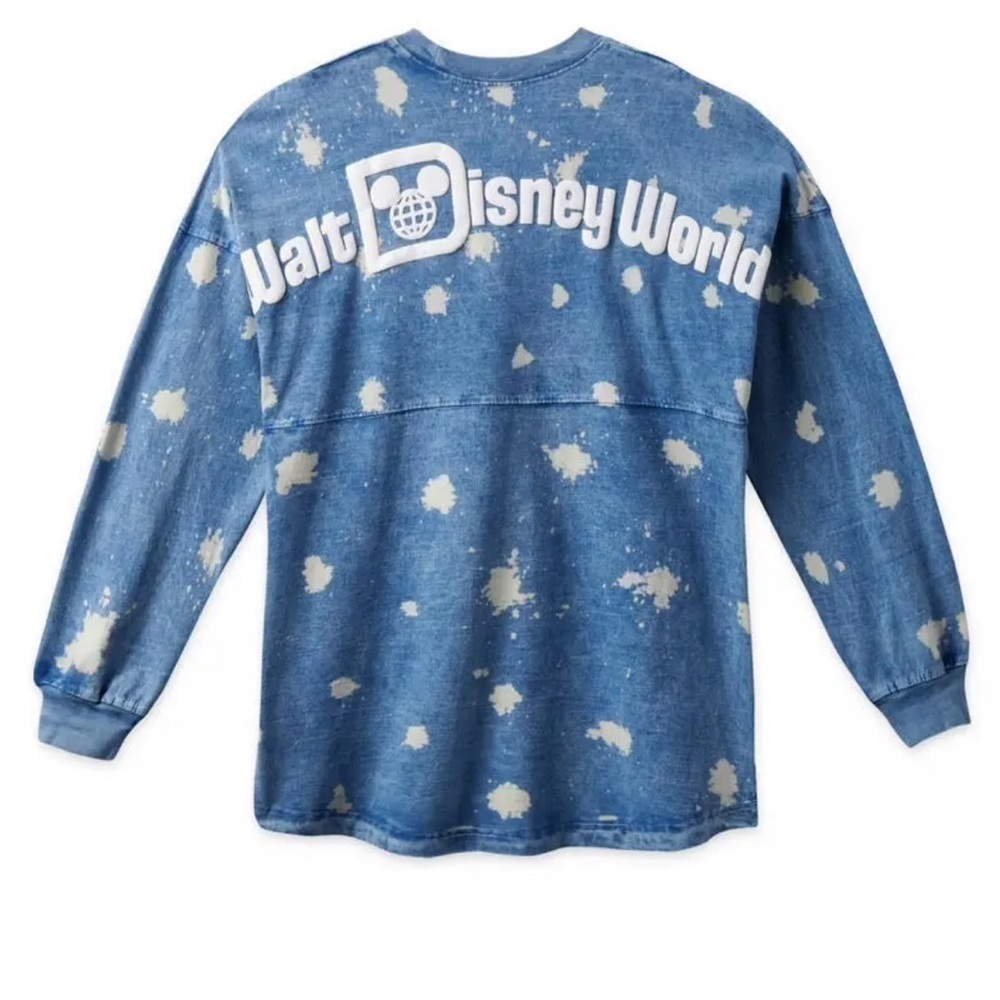 Walt Disney World Spirit Jersey Denim Bleach 2023 NEW XL Blue White Long Sleeve